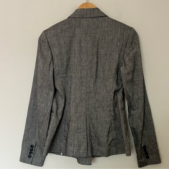 Theory Double-Breasted Linen Tailored Blazer Grey Minimalist Quiet Luxury Size 4 - Picture 9 of 14